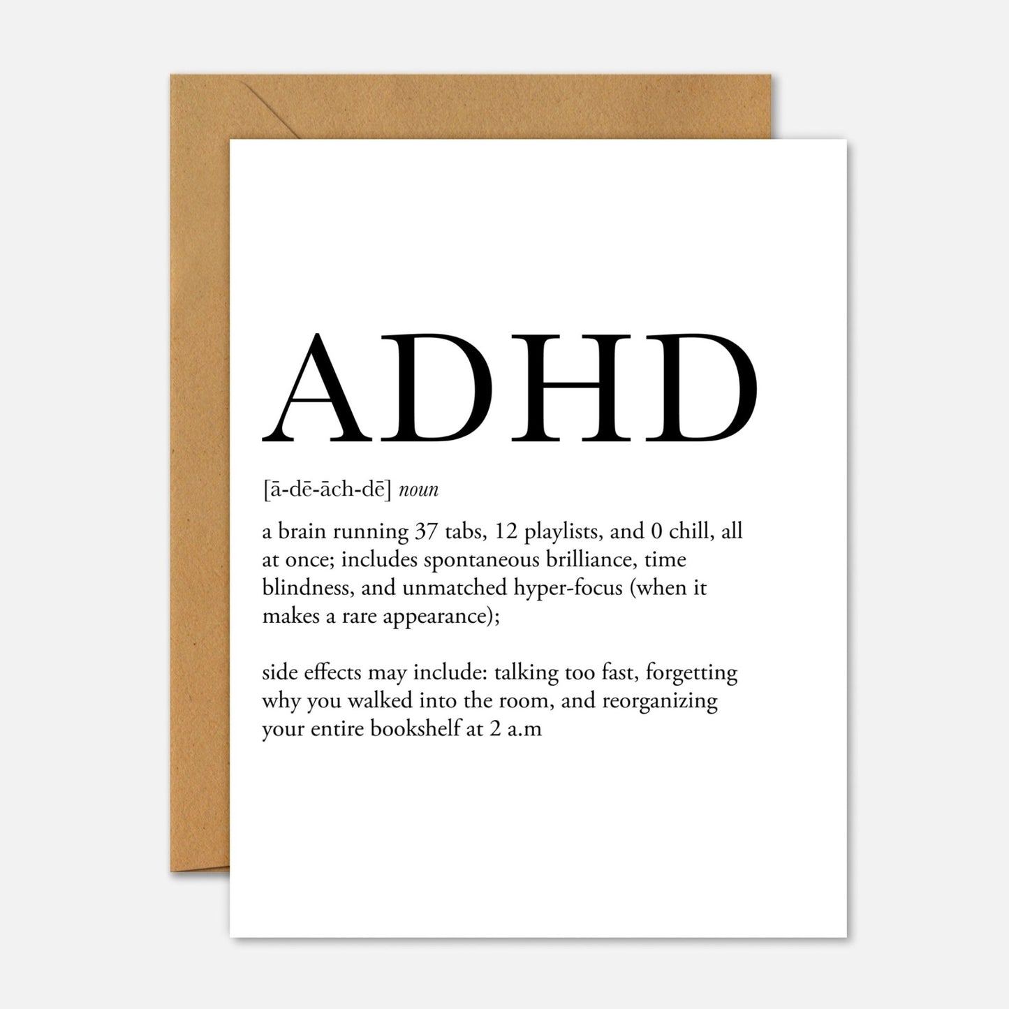 ADHD Definition – Mental Health Greeting Card - Footnotes Paper