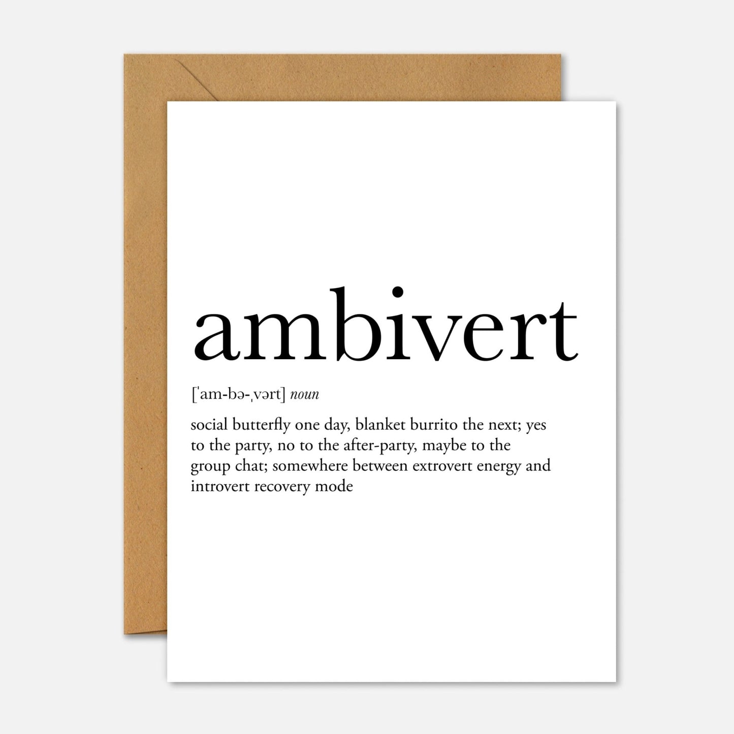 Ambivert Definition – Mental Health Greeting Card - Footnotes Paper