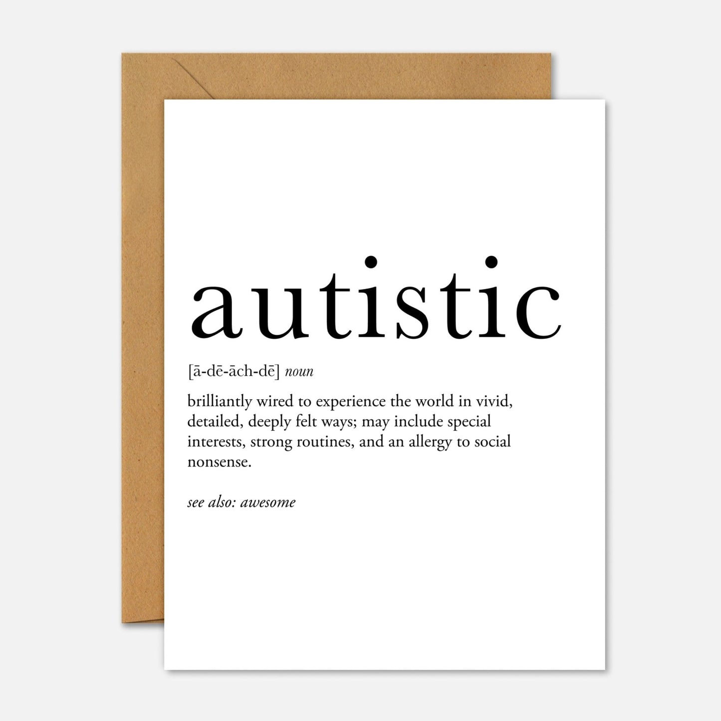 Autistic Definition – Mental Health Greeting Card - Footnotes Paper
