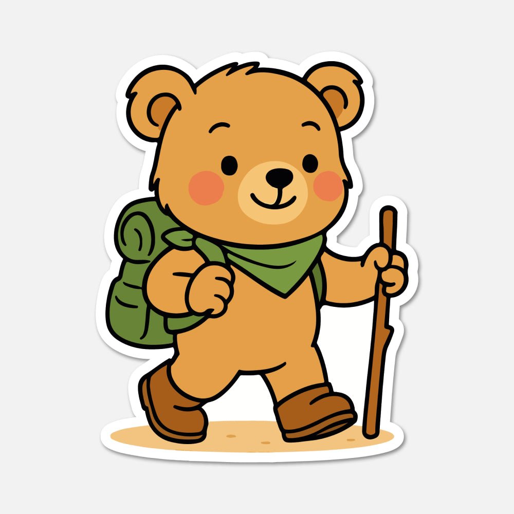 Benedict Bear Hiking - Animal Sticker - Footnotes Paper