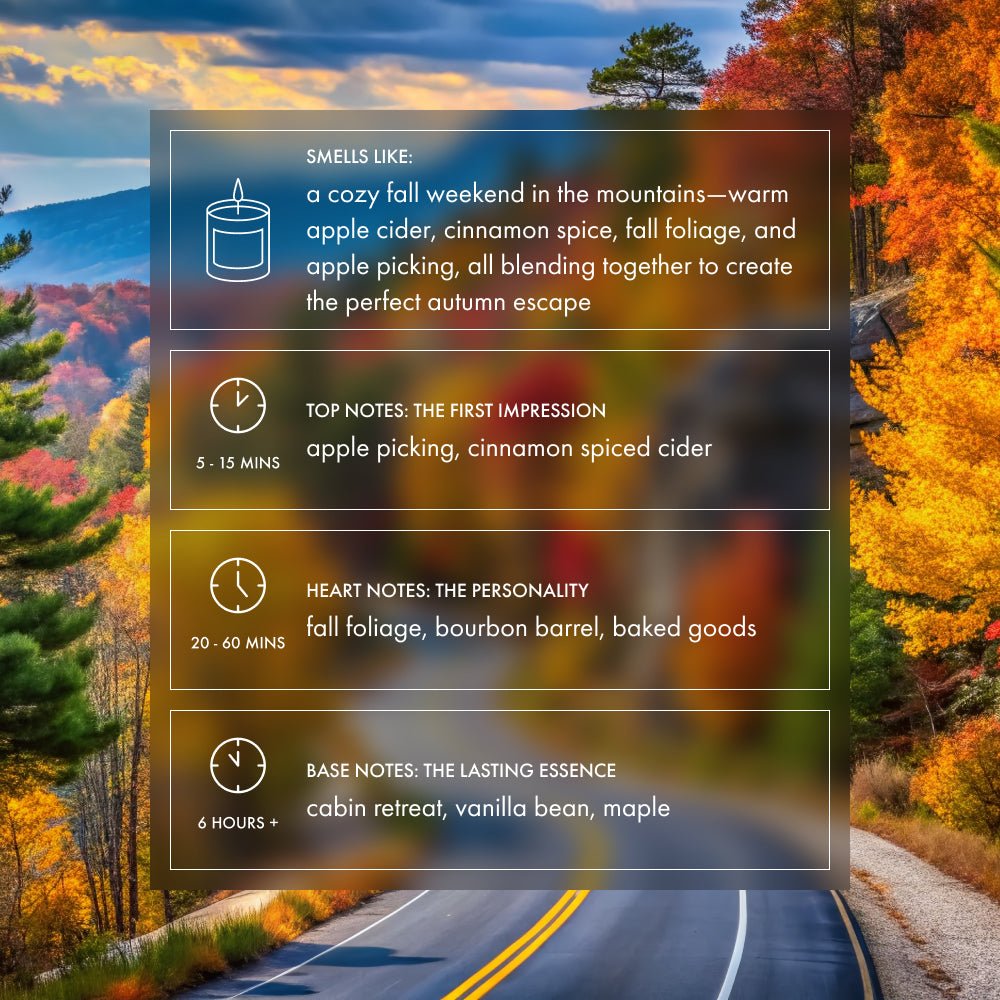 description of what the Catskills Candle smells like: apple cider, bourbon