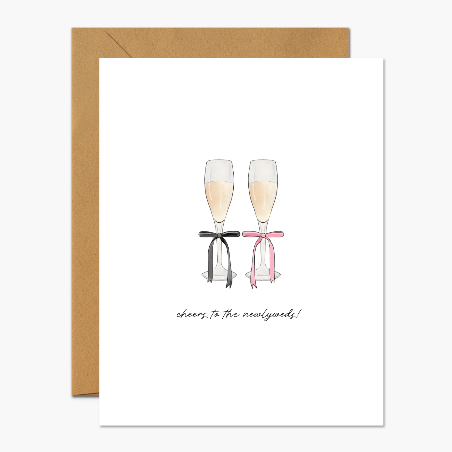 Cheers To The Newlyweds Champagne Glasses - Wedding Card - Footnotes Paper
