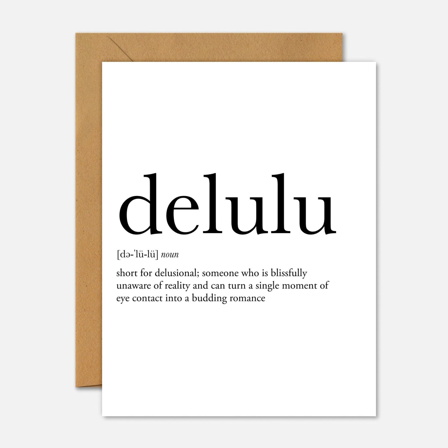 Delulu Definition – Mental Health Greeting Card - Footnotes Paper
