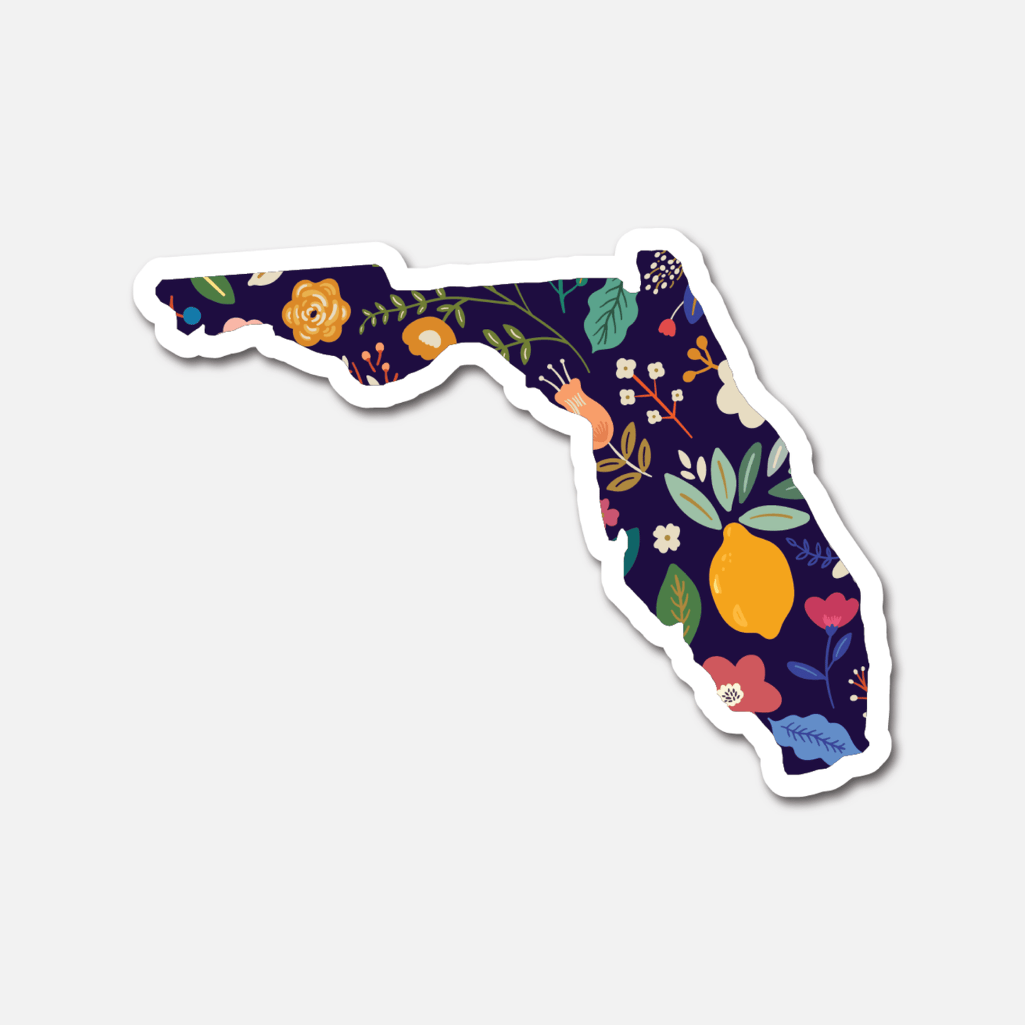 Florida Navy Floral State Sticker - Footnotes Paper
