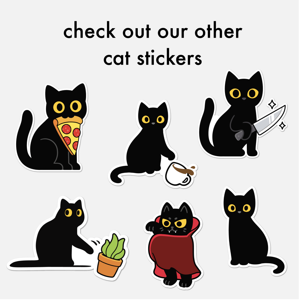 Frightened Black Cat - Cat Sticker - Footnotes Paper