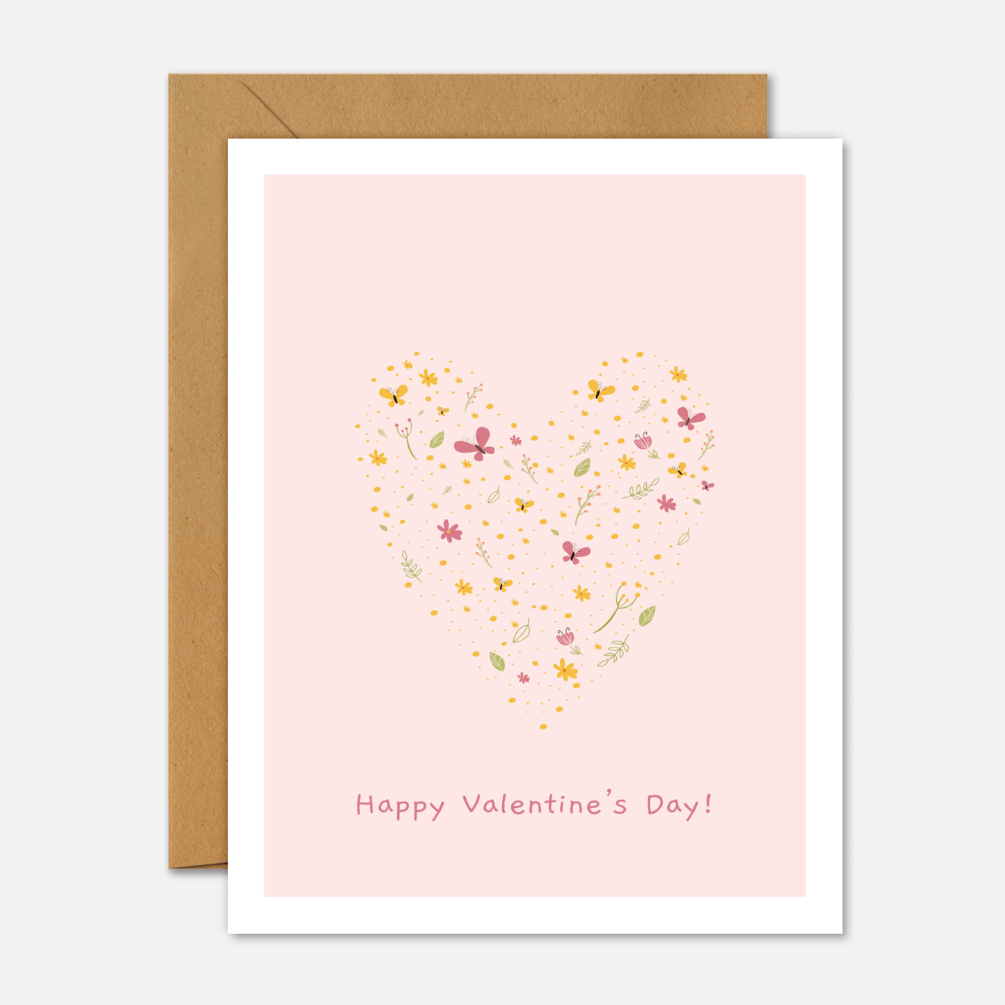 Happy Valentine's Day Butterfly Floral - Valentine's Day Card - Footnotes Paper