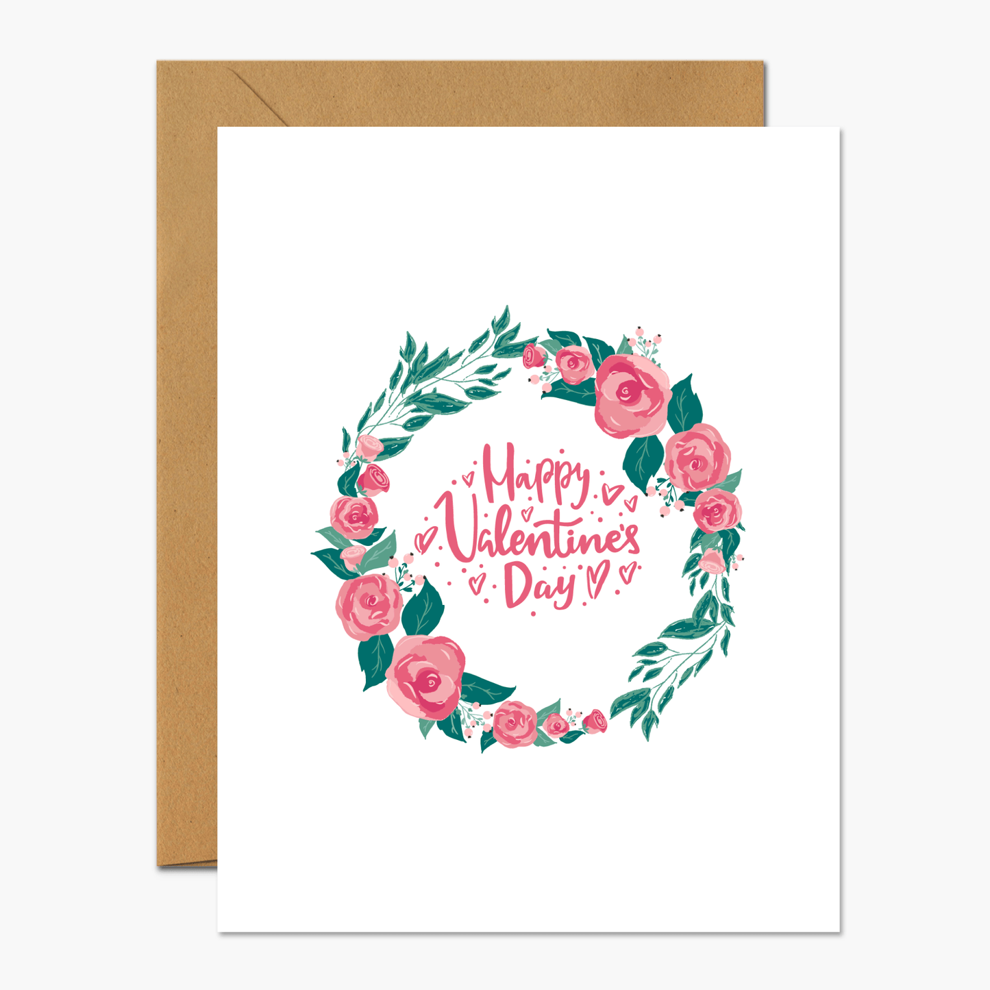 Happy Valentine's Day Floral Wreath - Footnotes Paper
