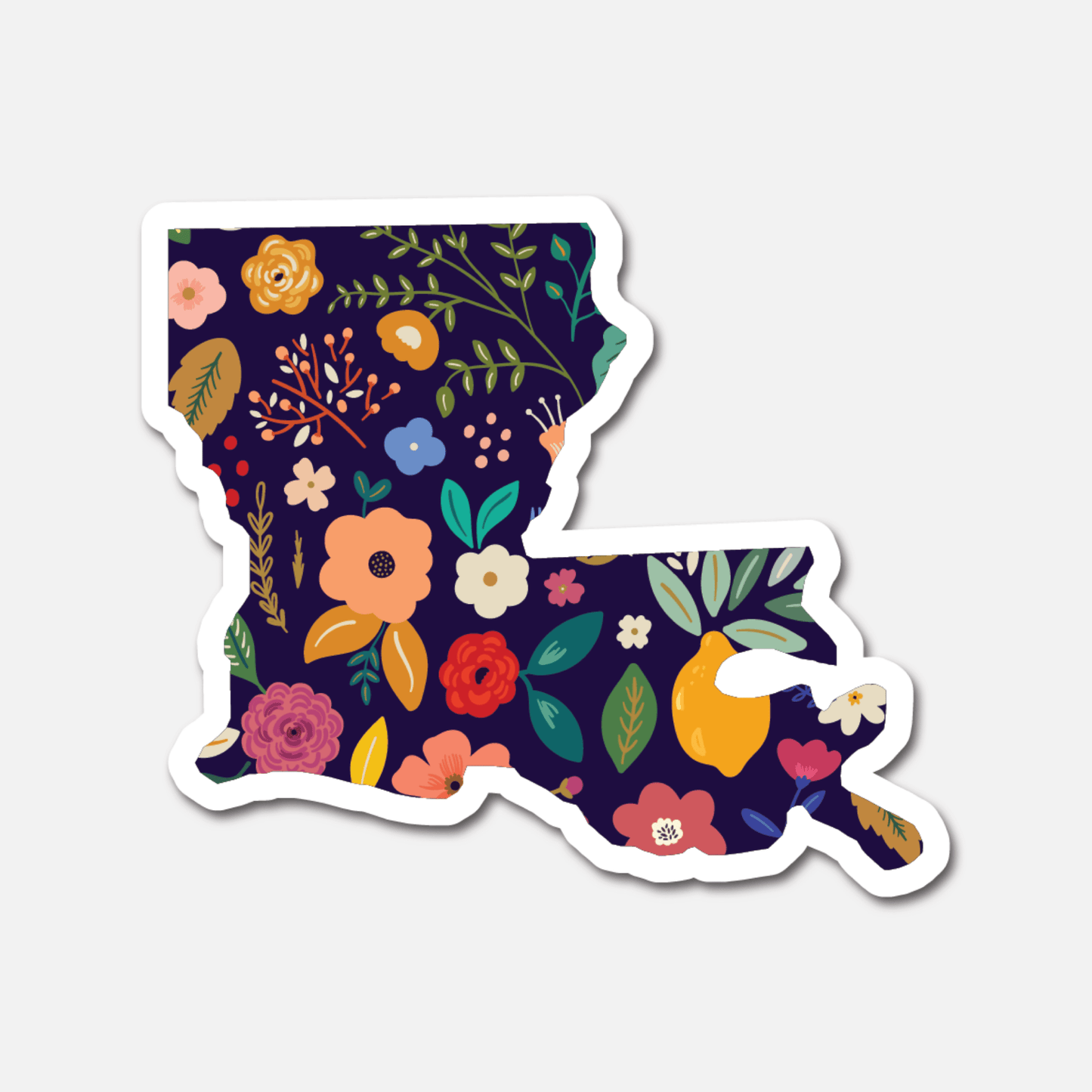 Louisiana Navy Floral State Sticker - Footnotes Paper