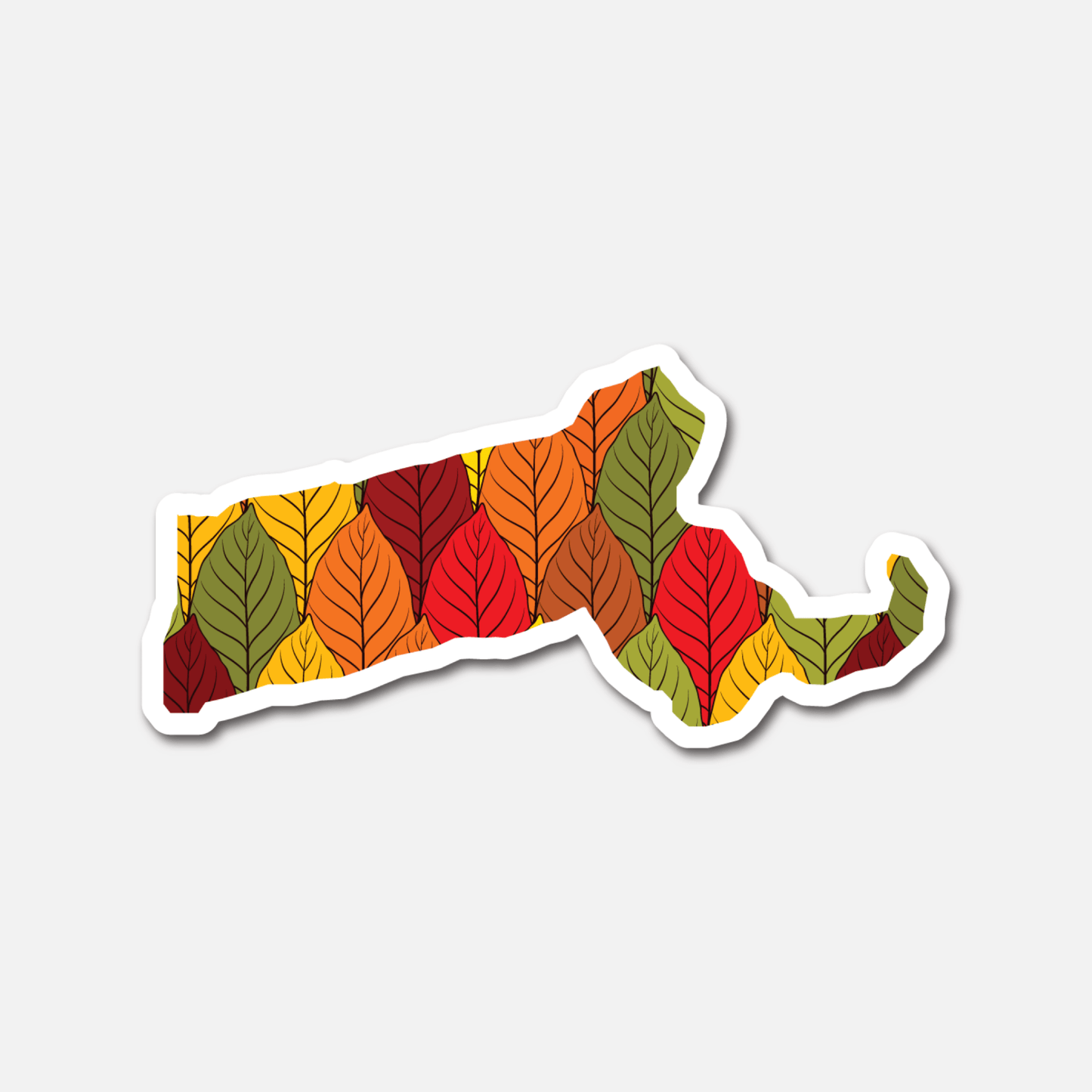 Massachusetts Autumn Leaves – State Sticker - Footnotes Paper