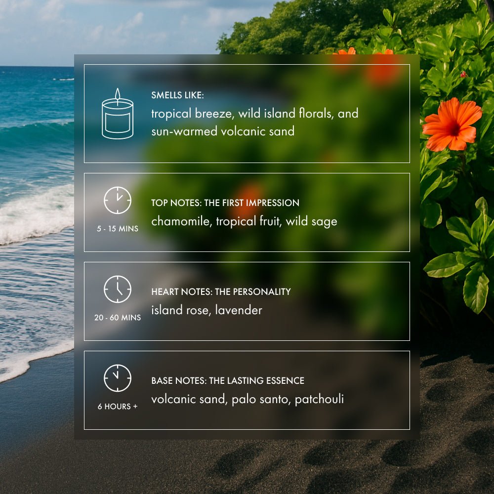 Maui Candle - tropical fruit, herbal, and earthy - Footnotes Paper