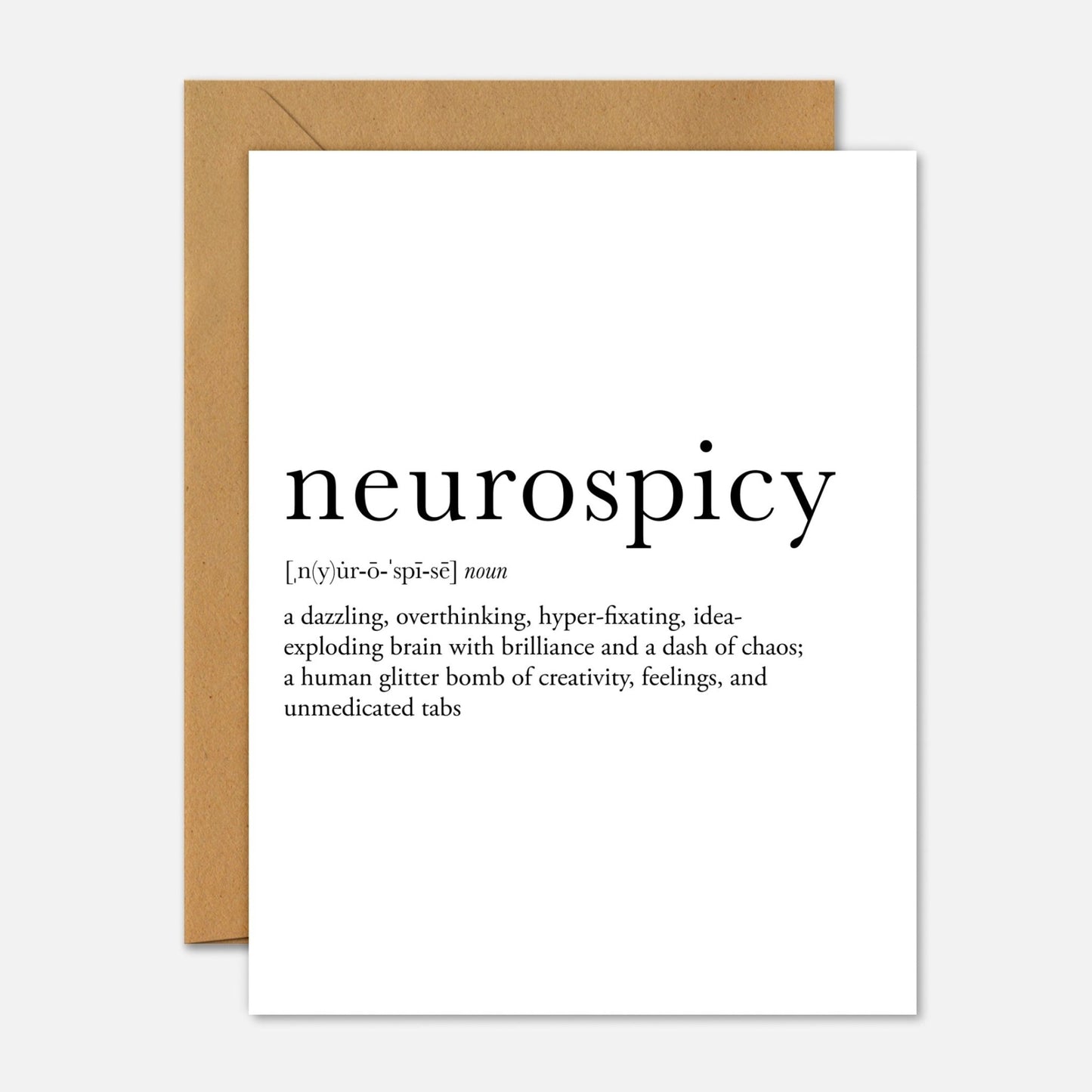 Neurospicy Definition – Mental Health Greeting Card - Footnotes Paper