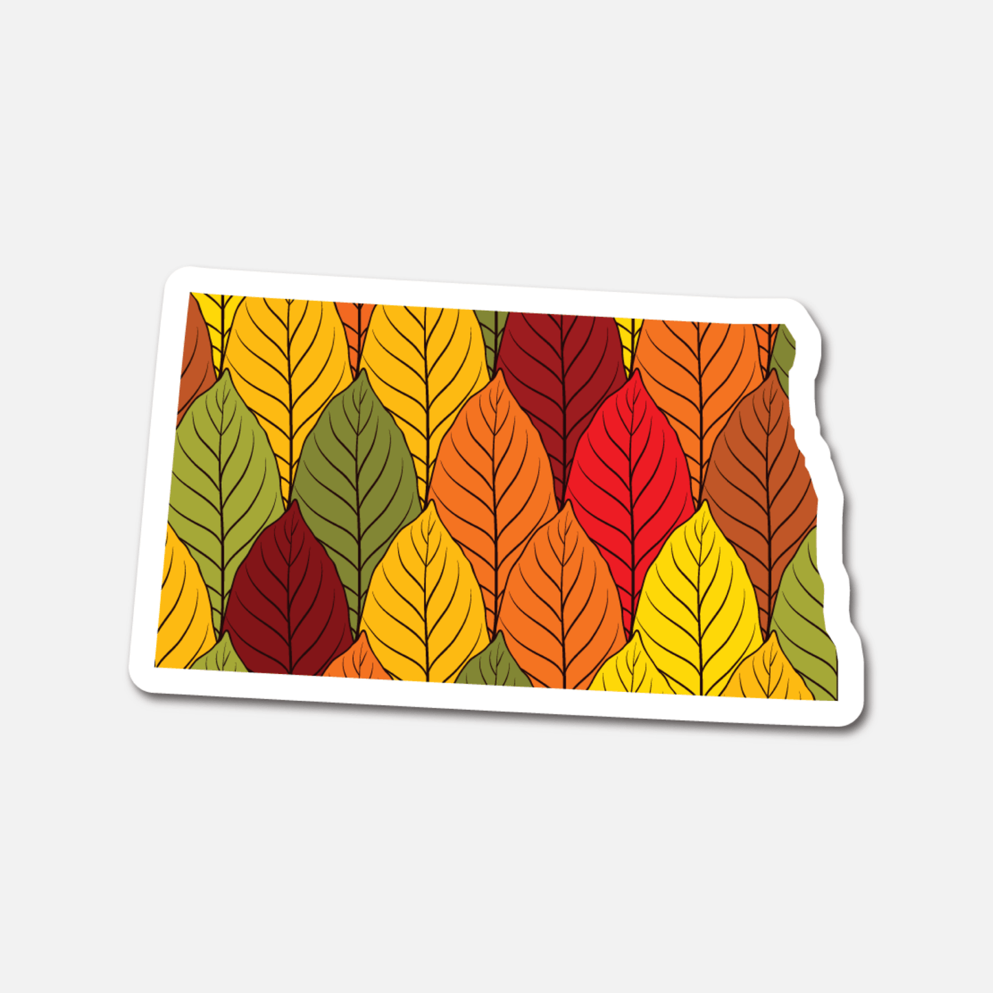 North Dakota Autumn Leaves – State Sticker - Footnotes Paper