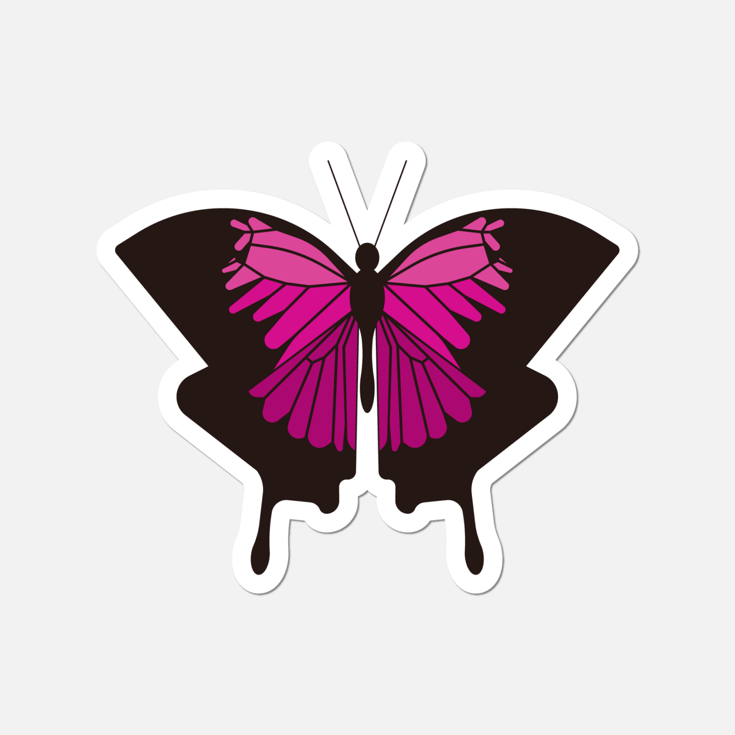 Pink And Black Butterfly Sticker - Footnotes Paper
