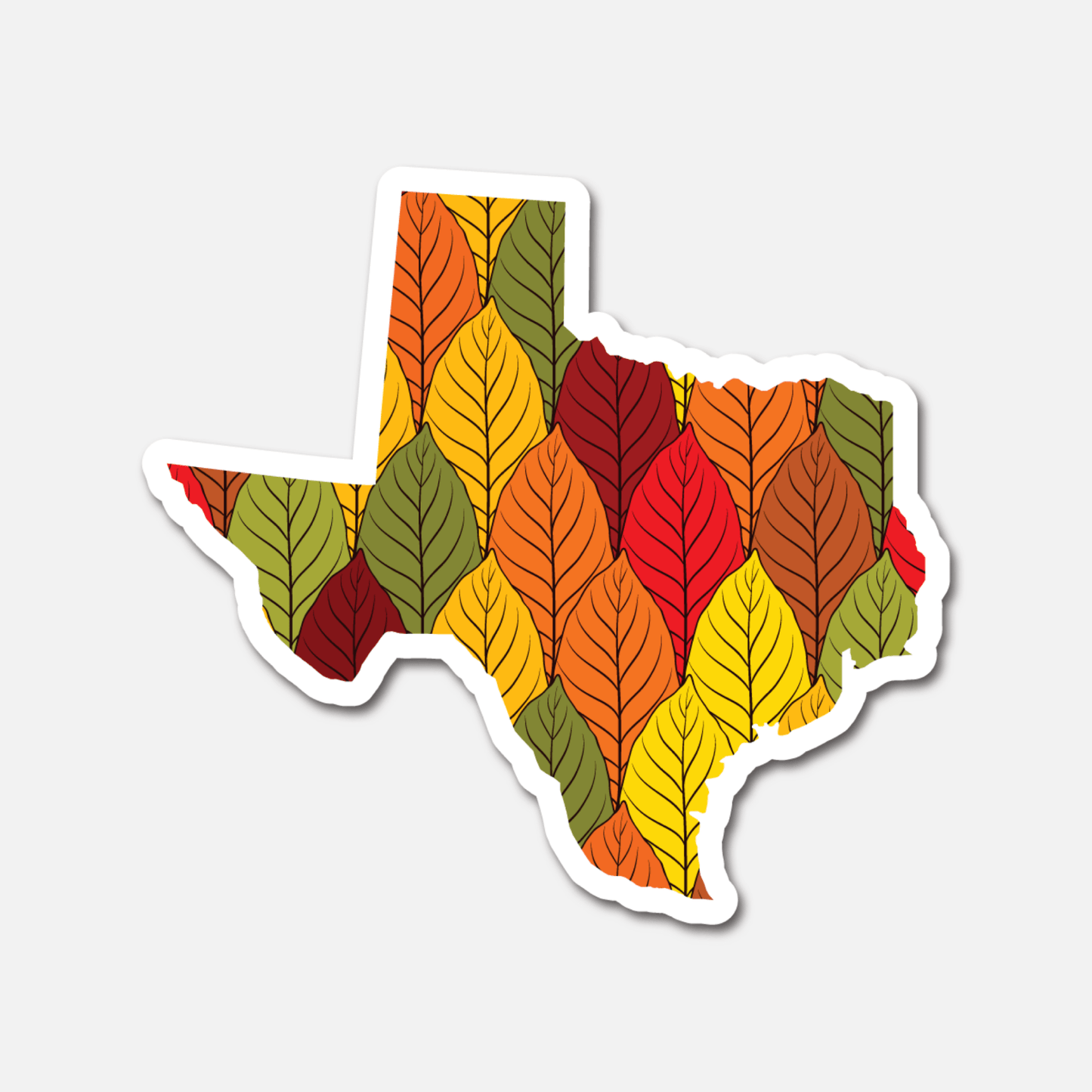 Texas Autumn Leaves – State Sticker - Footnotes Paper