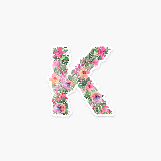 Letter "K" Floral - Monogram Initials Sticker | Footnotes Paper