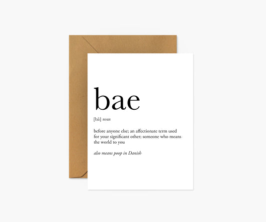 Bae Definition Love & Friendship Card | Footnotes Paper