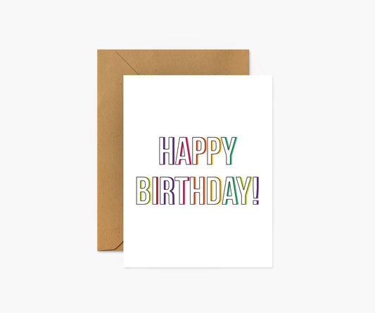 Happy Birthday Colorful Outline Birthday Card | Footnotes Paper