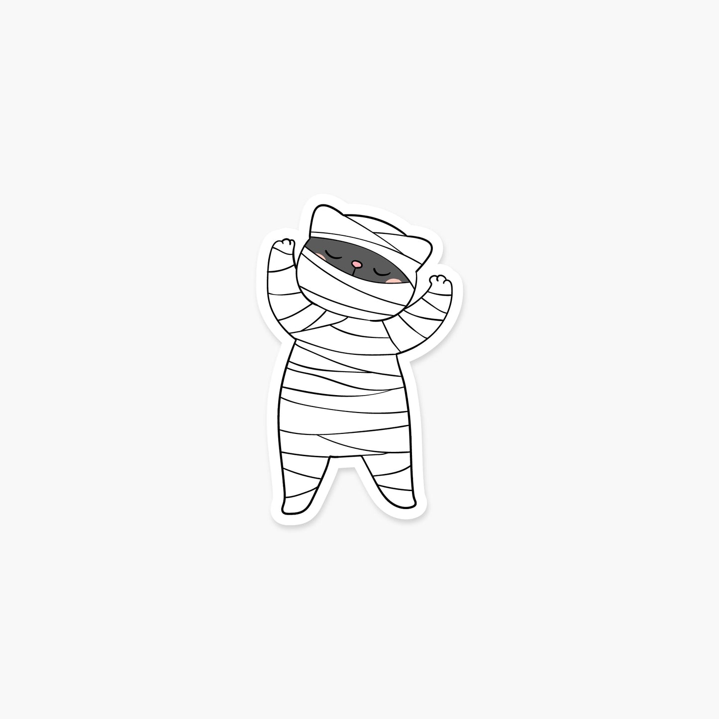 Cat dressed as a mummy 2 x 3.25 in - Halloween Sticker - Footnotes Paper