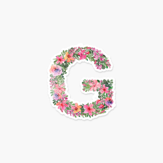 Letter "G" Floral - Monogram Initials Sticker | Footnotes Paper