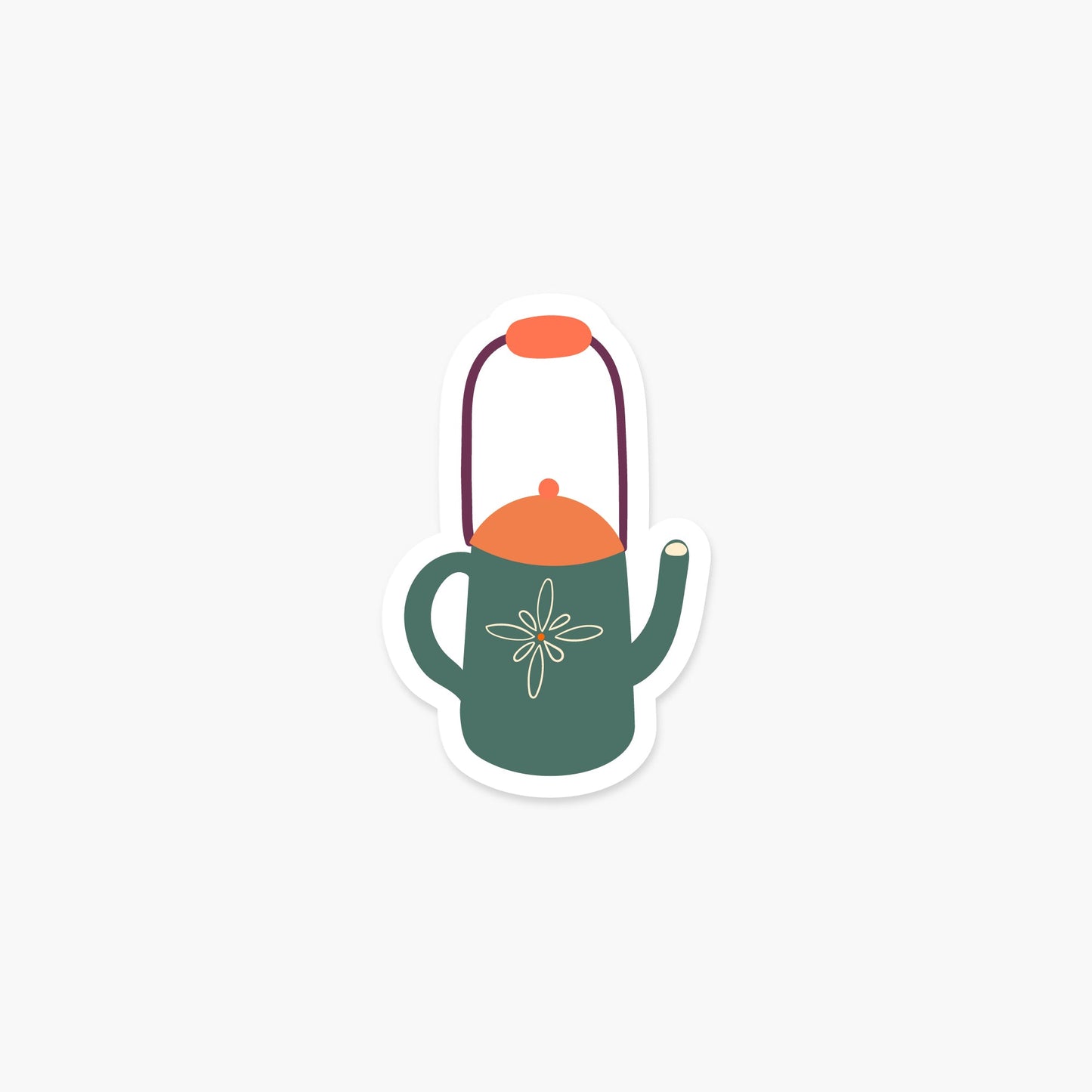 Green Tea Kettle 2.8 x 3.25 in - Fall & Autumn Sticker - Footnotes Paper