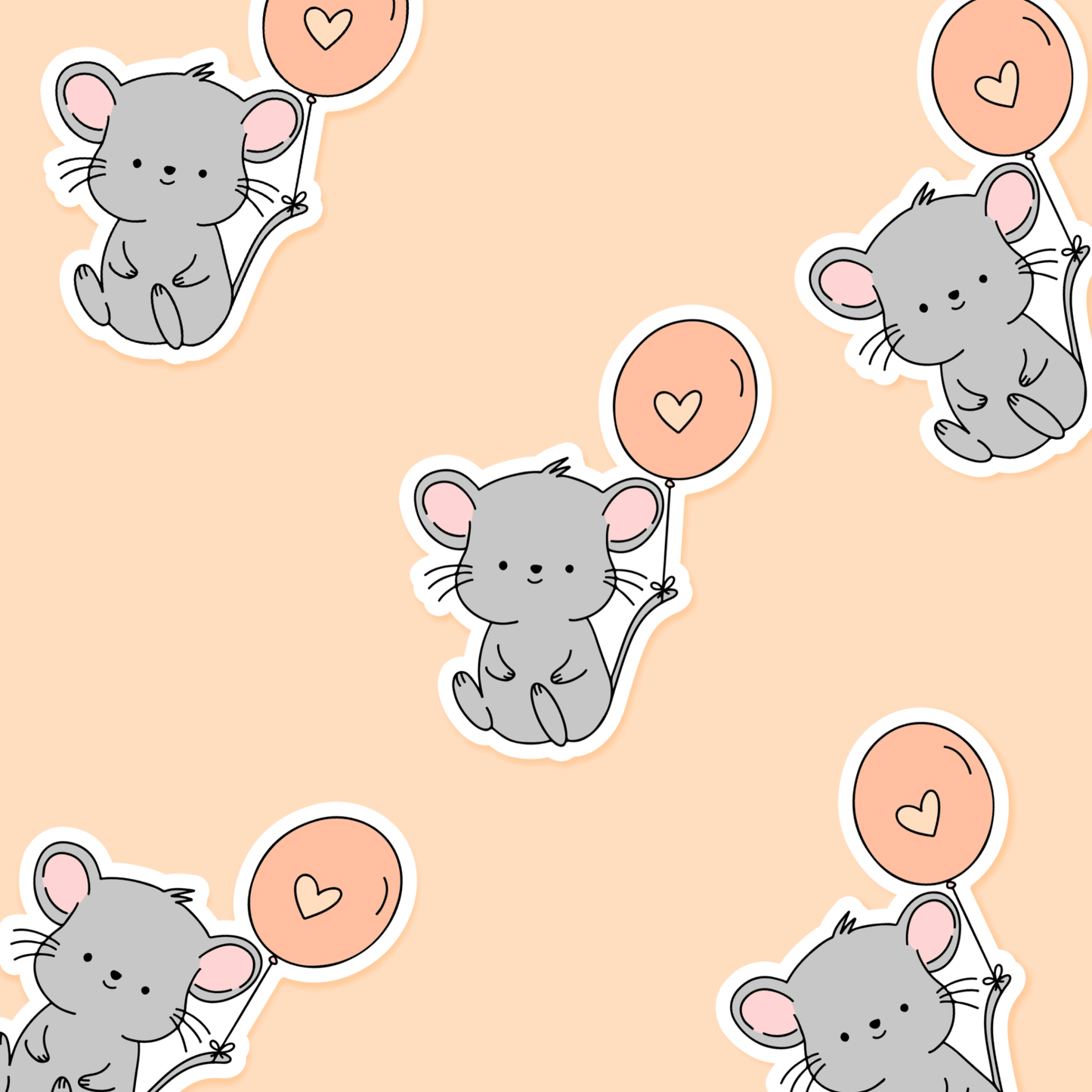 Mouse With Balloon - Everyday Sticker - Footnotes Paper
