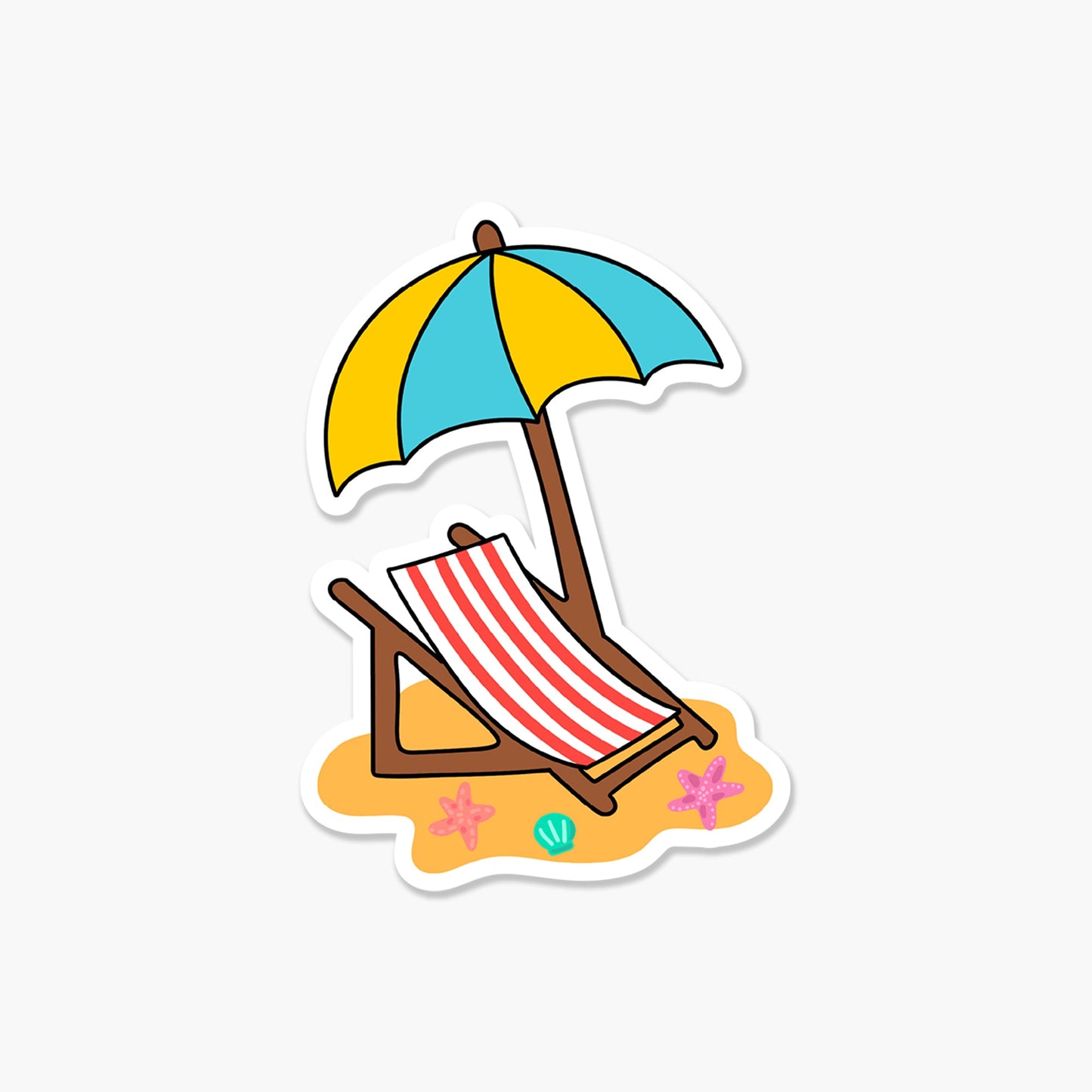 Picnic Chair at the Beach 3 x 3 in - Summer Sticker - Footnotes Paper