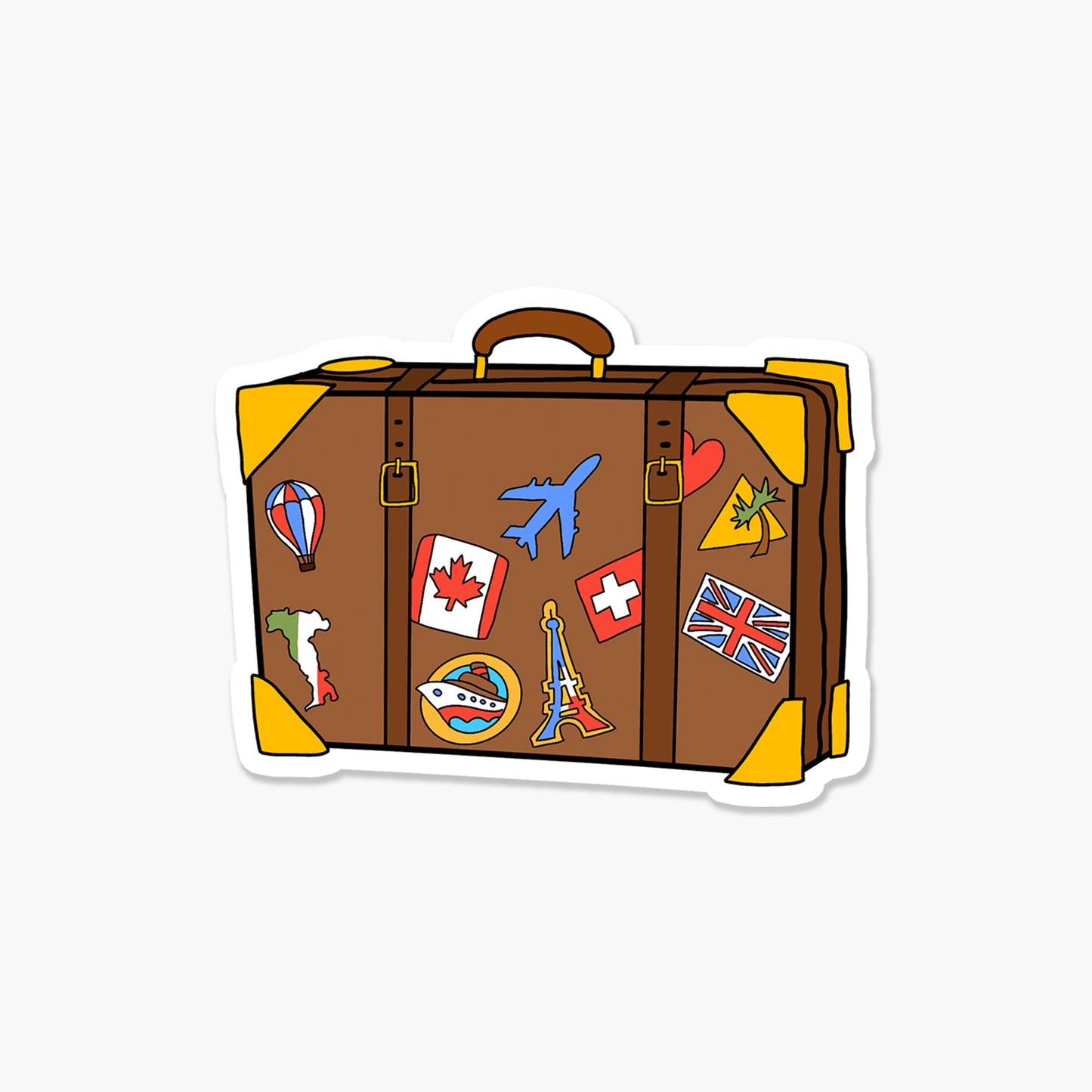 Travel Suitcase With Stickers 3 x 3 in - Travel Sticker - Footnotes Paper