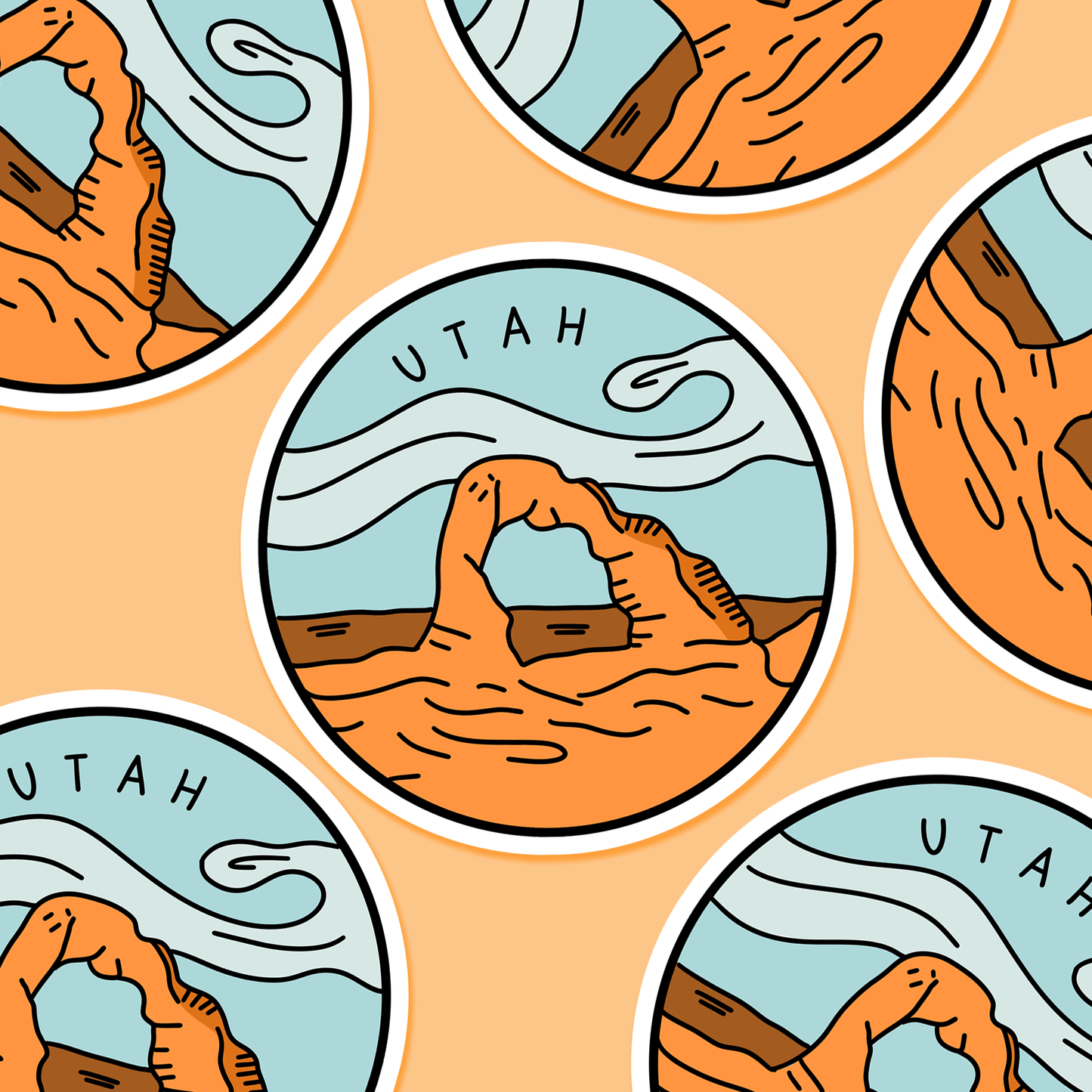 Utah Illustrated US State 3 x 3 in - Travel Sticker - Footnotes Paper