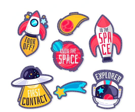Blast off with cute space stickers for National Space Day - Footnotes Paper