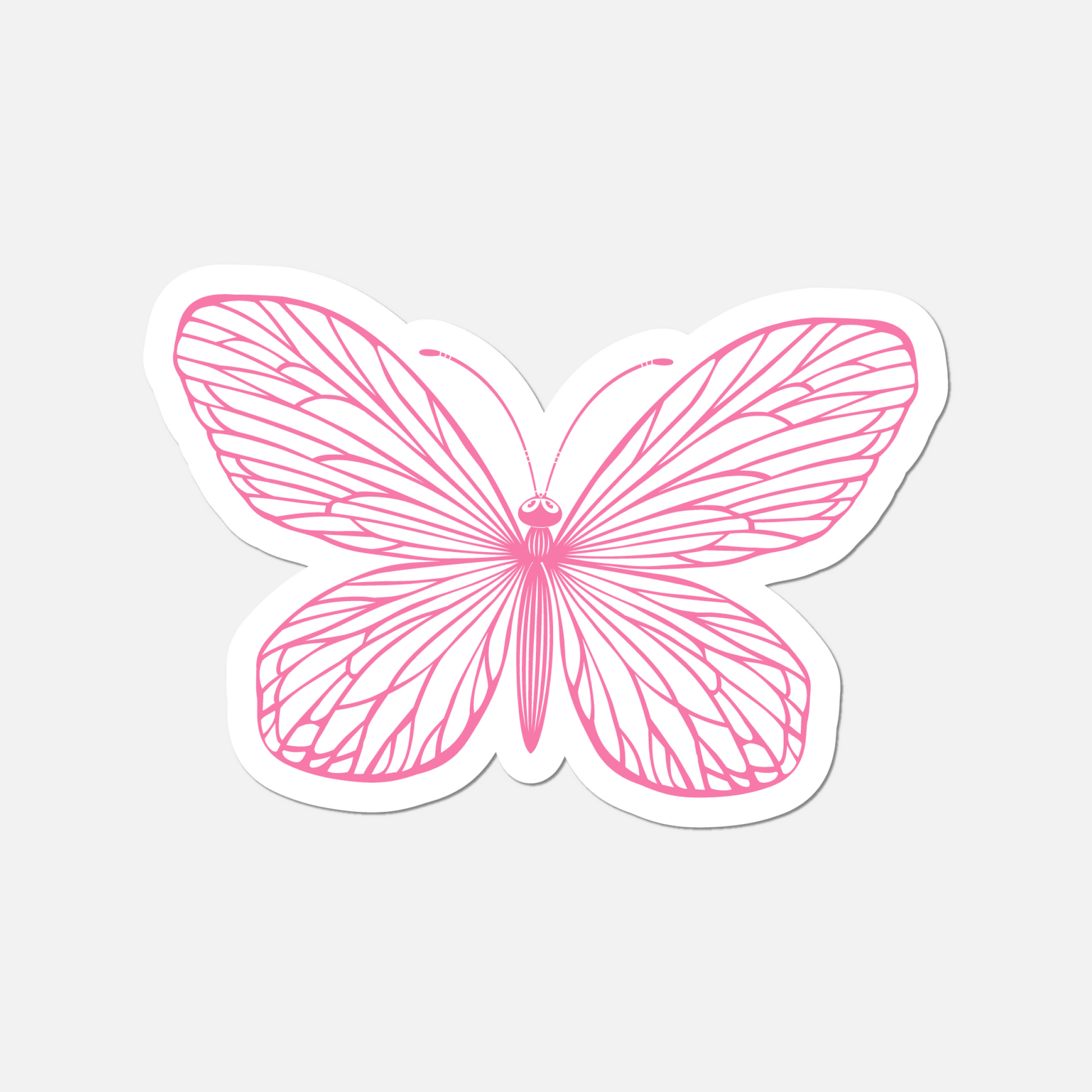 Pink Outline Minimal Butterfly Sticker – Simple & Chic

