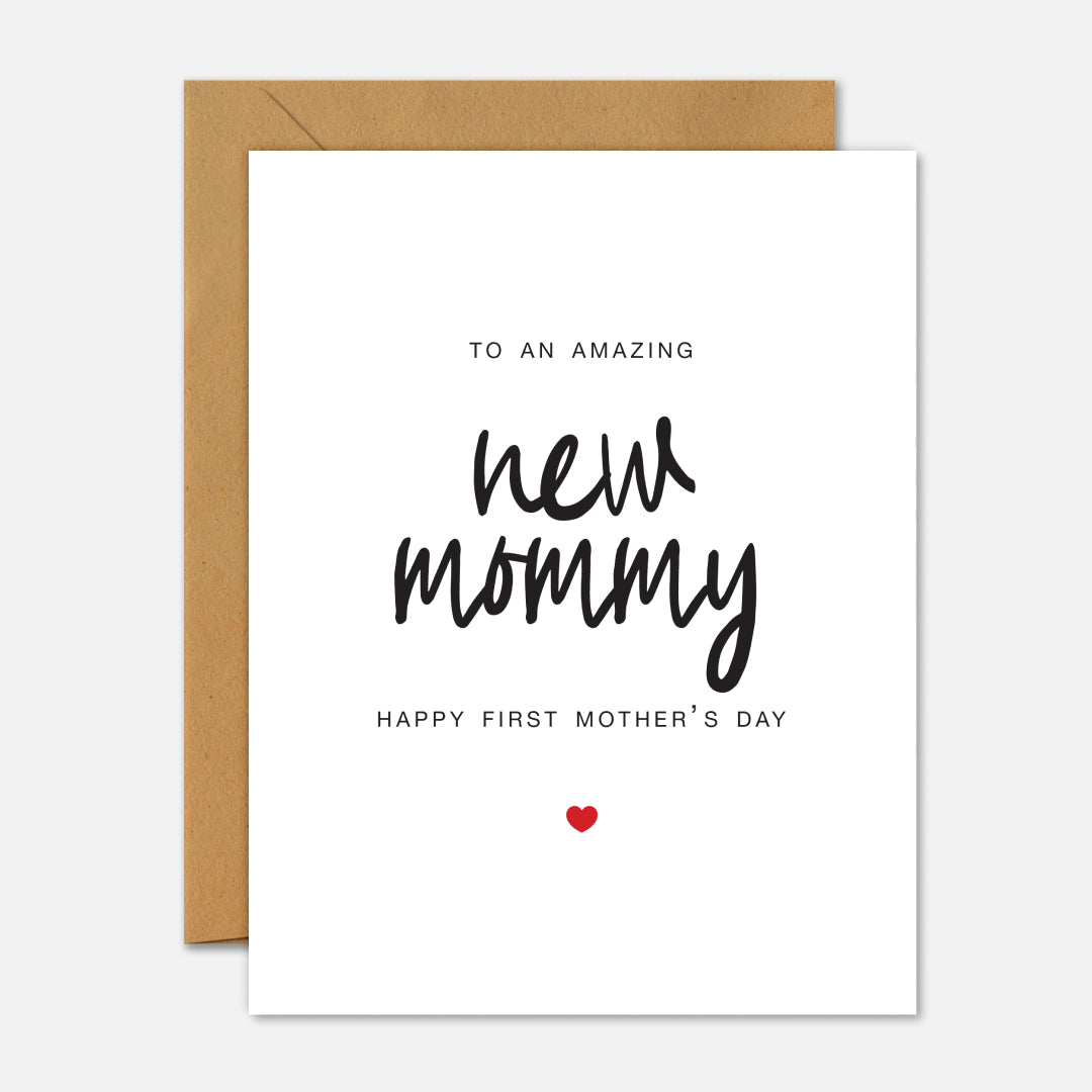 Greeting card for a new mommy on Mother's Day with a brown envelope.