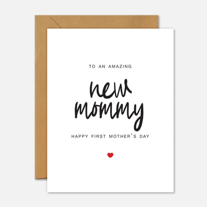 Greeting card for a new mommy on Mother's Day with a brown envelope.