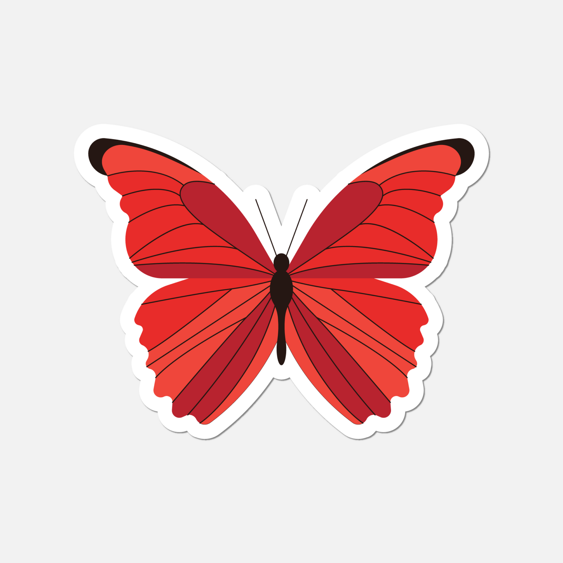 Bold Red Butterfly Sticker - Durable Vinyl