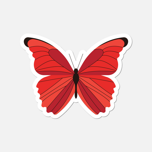 Bold Red Butterfly Sticker - Durable Vinyl