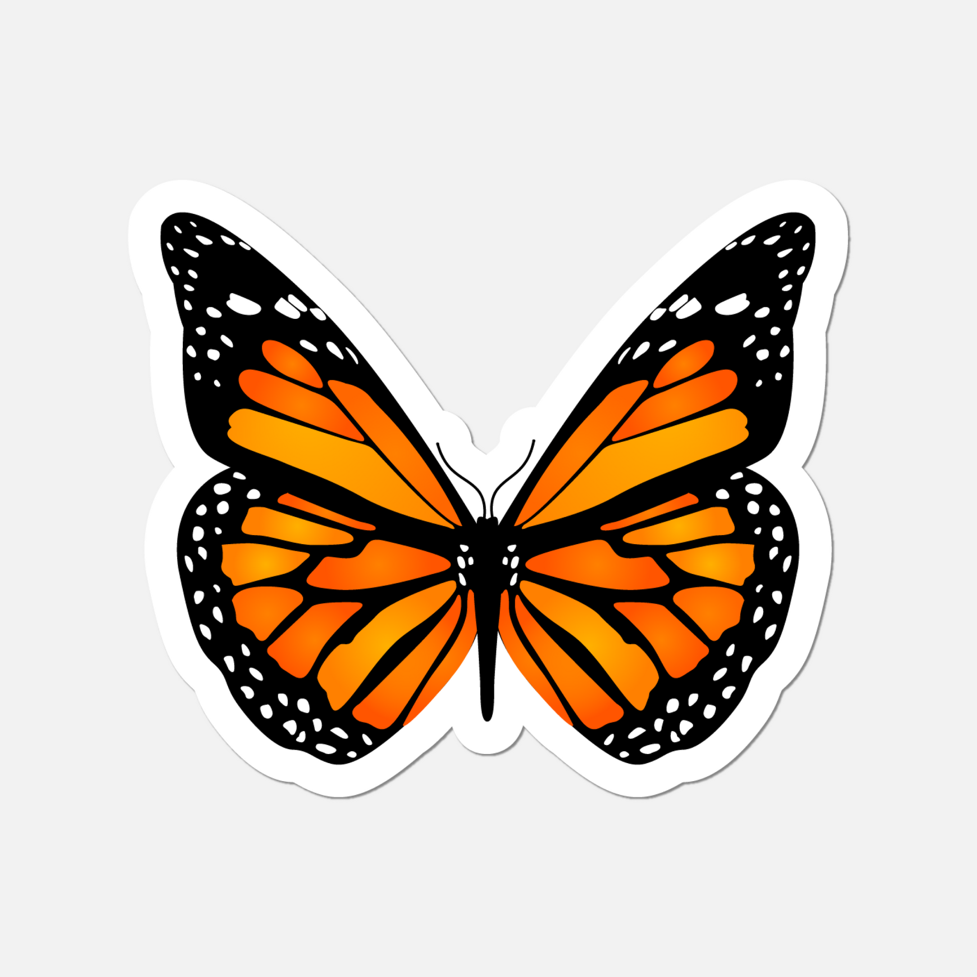 Monarch Sunset Butterfly Sticker - Warm Orange and Golden Hues