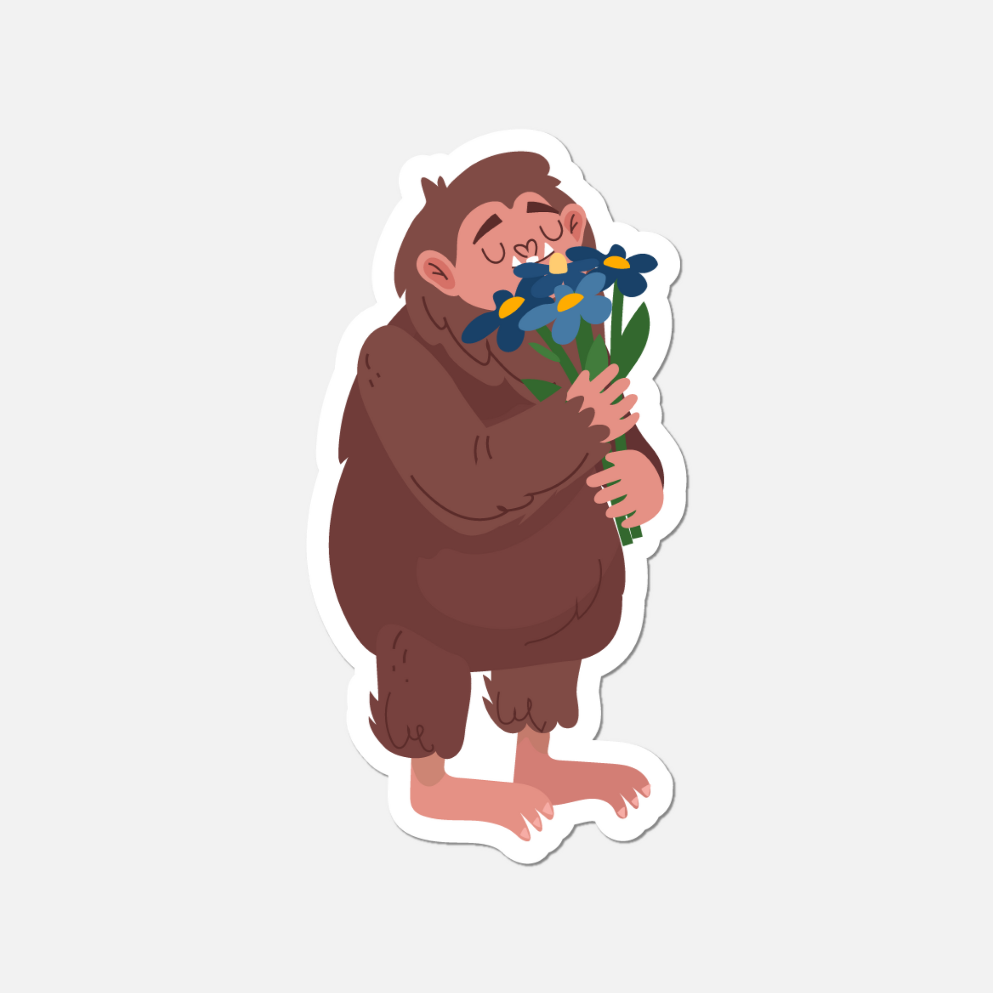 Bigfoot Smelling Flowers Sticker