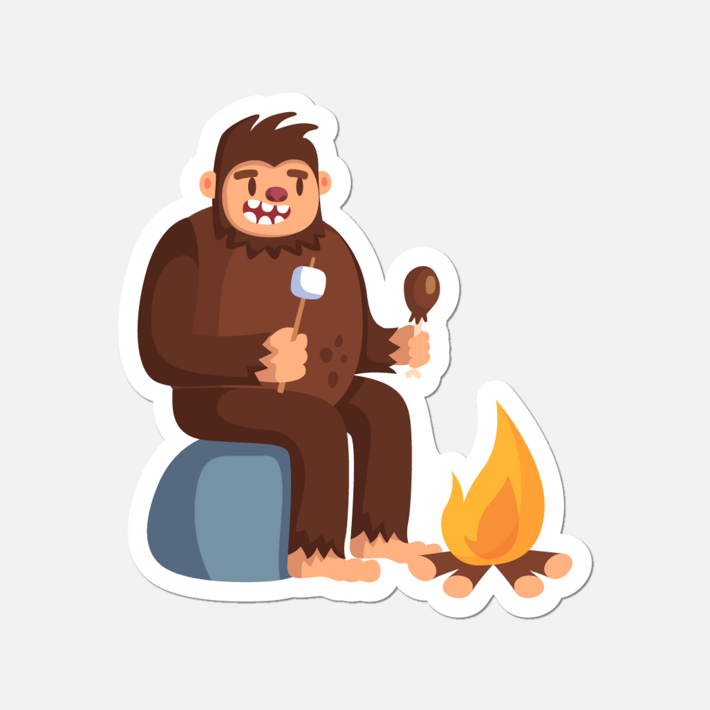 Bigfoot With Campfire Sticker