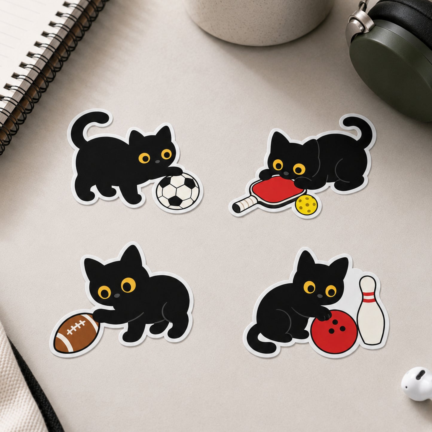 Black cat sports stickers