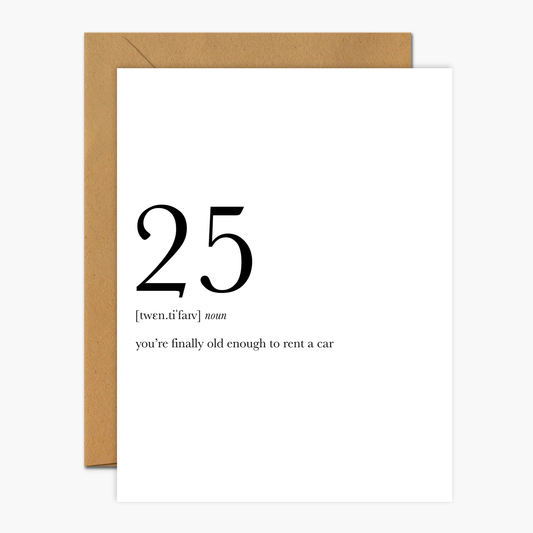 25 Definition Birthday Greeting Card | Footnotes Paper