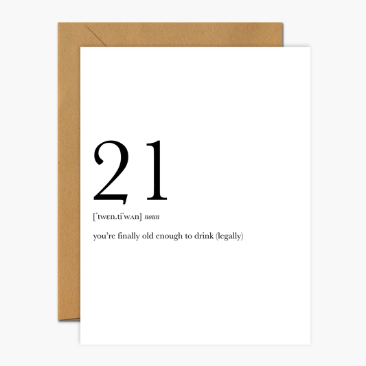 21 Definition Birthday Greeting Card | Footnotes Paper