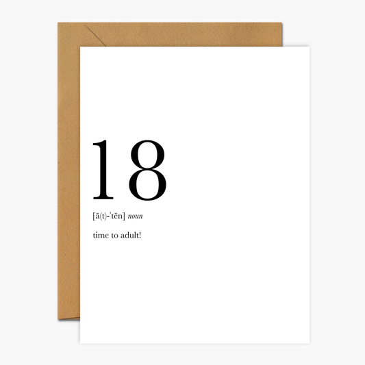 18 Definition Birthday Greeting Card | Footnotes Paper