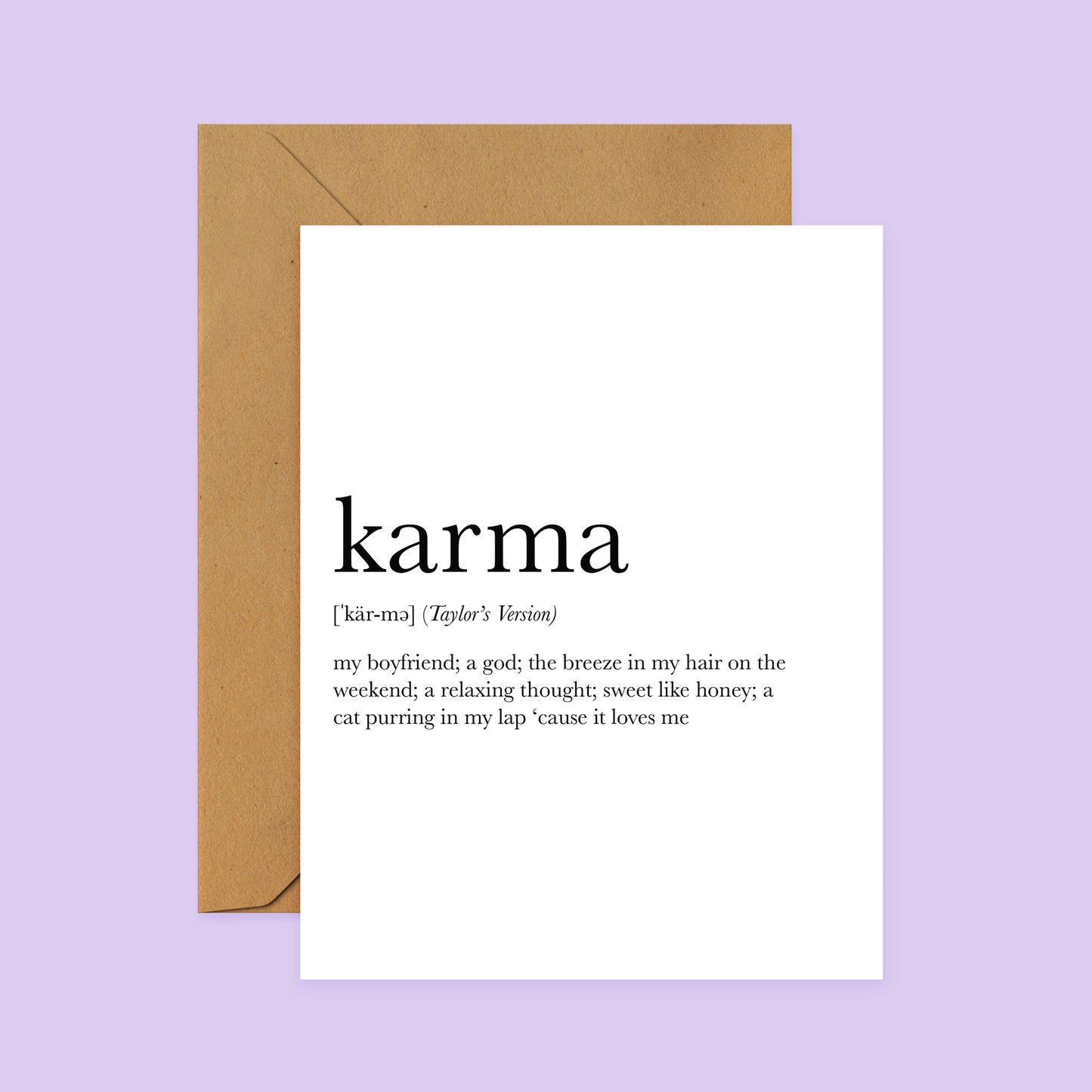 Karma Definition (Taylor's Version) Taylor Swift Inspired Card | Footnotes Paper