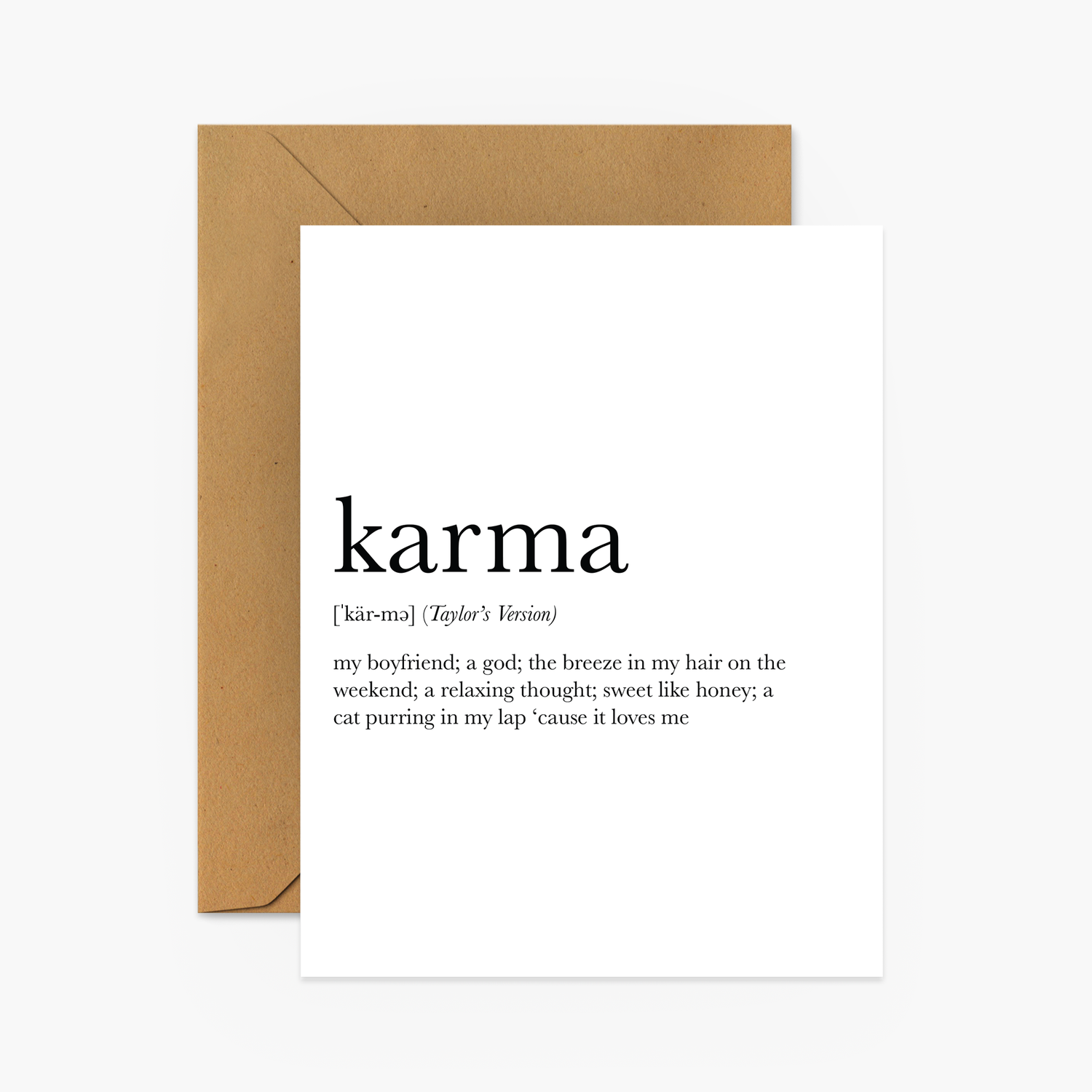 Karma Definition (Taylor's Version) Taylor Swift Inspired Card | Footnotes Paper