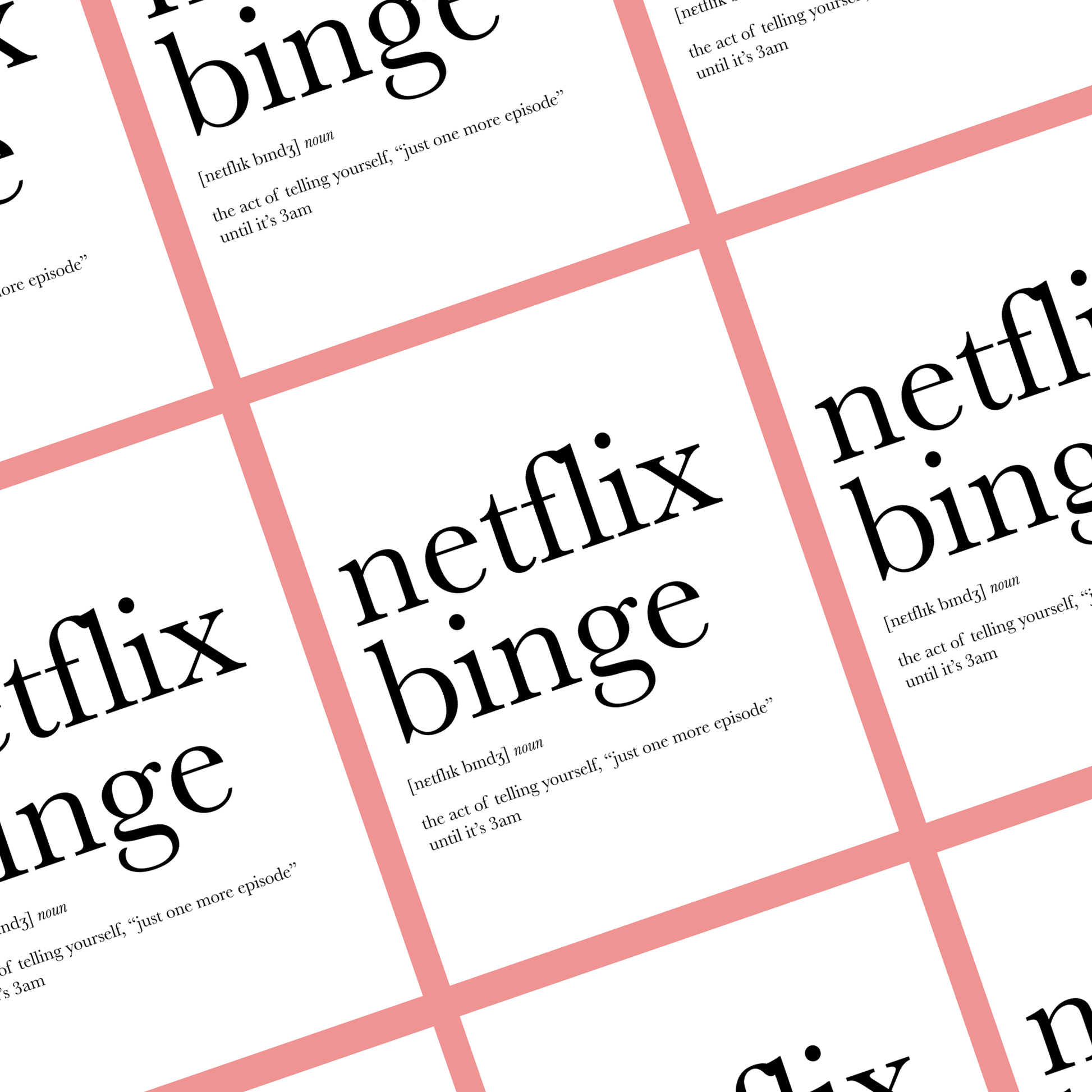 Netflix Binge Definition Everyday Greeting Card | Footnotes Paper