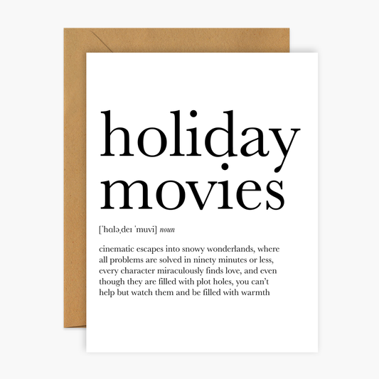 Holiday Movies Definition Christmas Greeting Card | Footnotes Paper