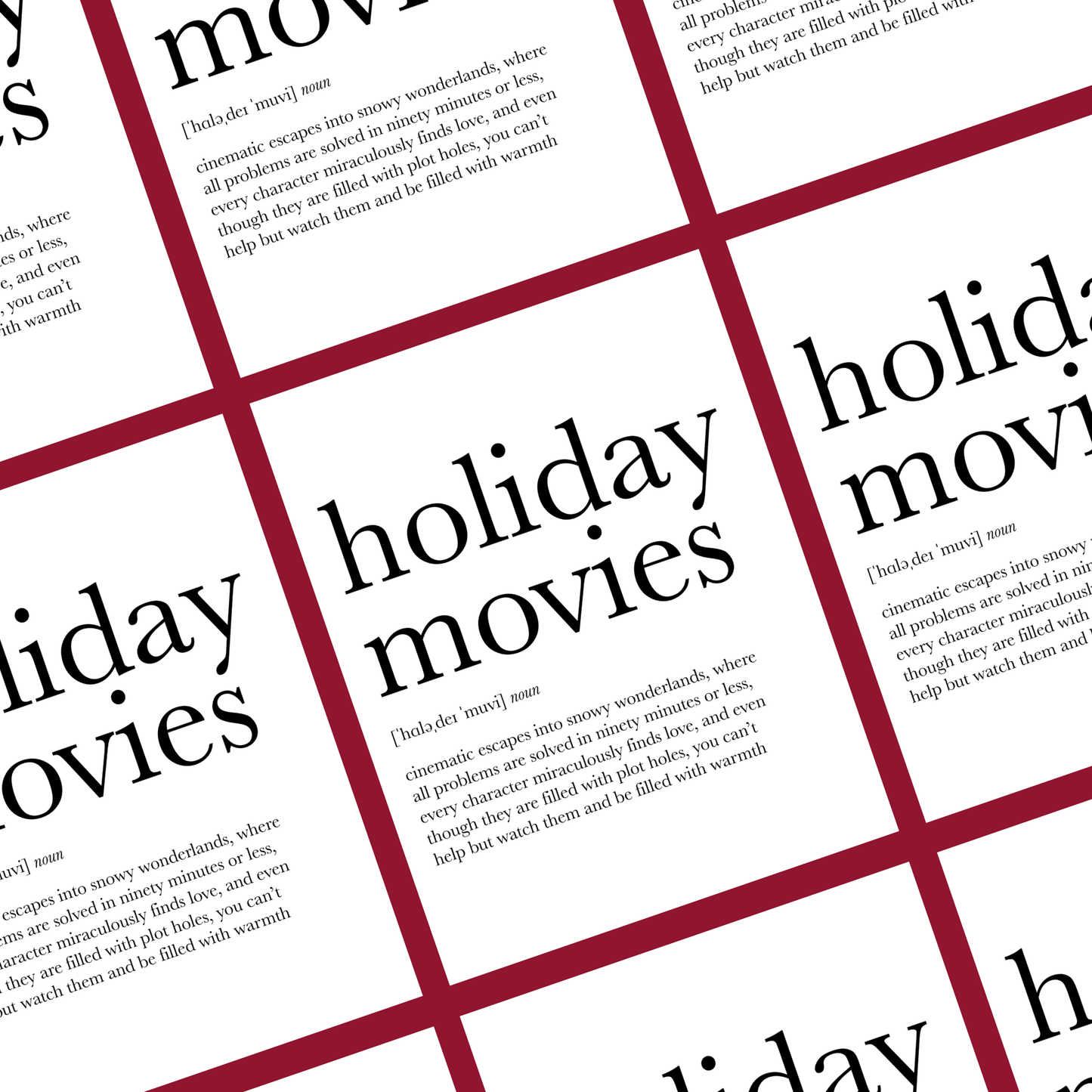 Holiday Movies Definition Christmas Greeting Card | Footnotes Paper