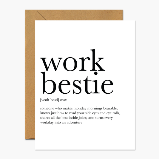 Work Bestie Definition - Colleague Leaving Card with a thoughtful message