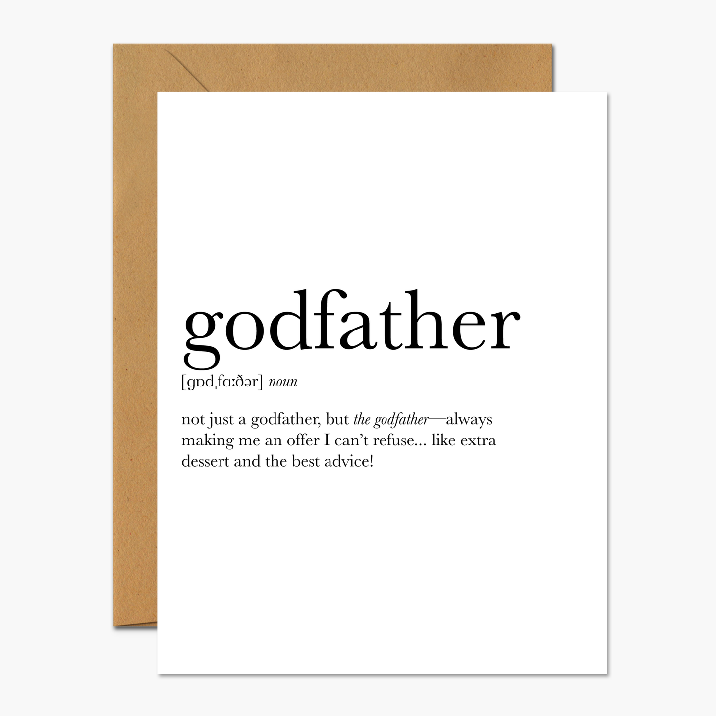 Will You Be My Godfather Card with a sweet definition of godfather