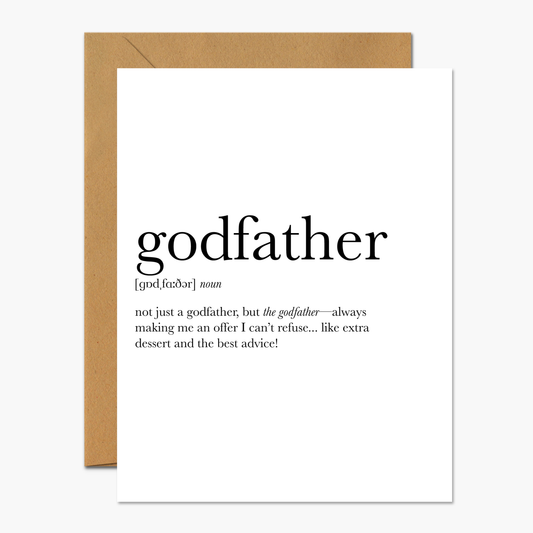 Will You Be My Godfather Card with a sweet definition of godfather