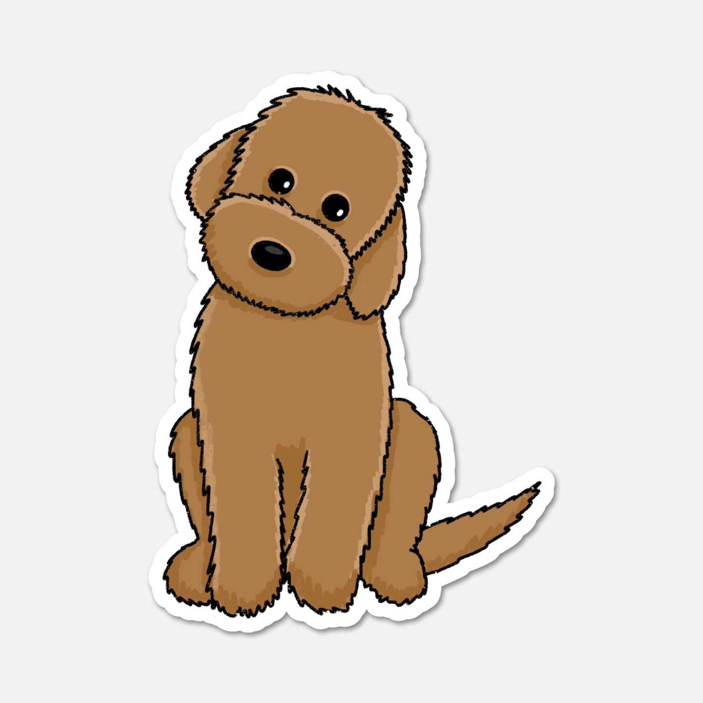 Charlie Doodle Die-Cut Sticker | Waterproof Curly Dog Decal with Matte Finish